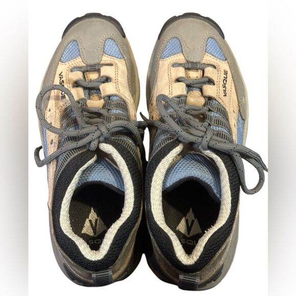 VASQUE Women's 9 #7373 Stealth Slate Nubuck Leather Hiking Shoes Tan Blue Sz 7 - Picture 6 of 14
